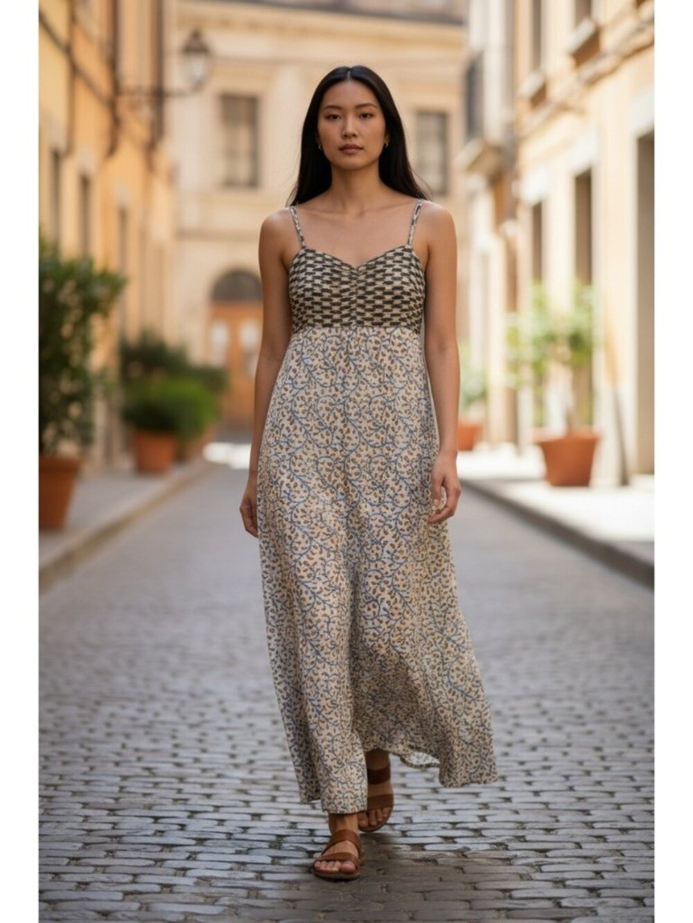 Passion Lilie Floral Longline Maxi Dress Womens Small Dainty Cottage Babydoll